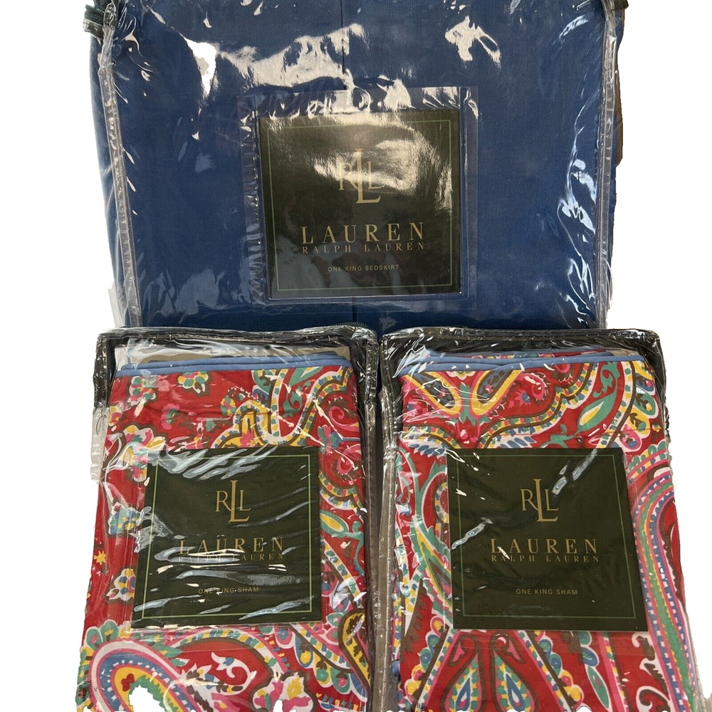 Ralph Lauren Beachside Preppy Paisley King Paisley Shams & Royal Bedskirt